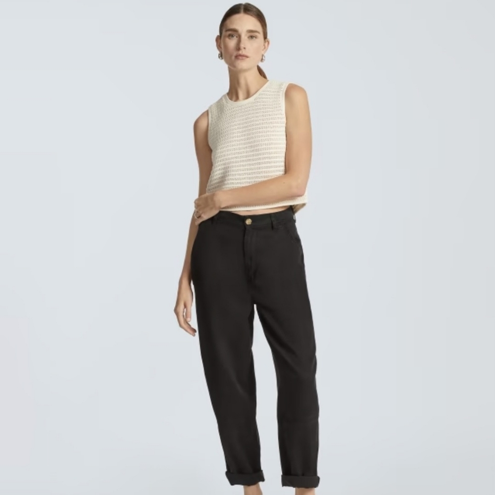 Everlane Chino Tencel Pants Relaxed Smart Casual Black Trousers NWT Size 8